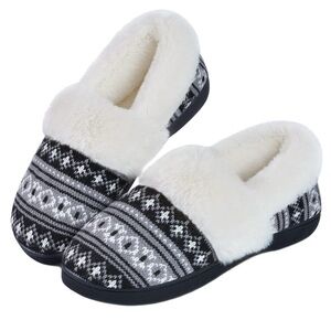NWT Women’s Homitem Nordic Style Slippers in Black, Ivory and Gray Size 7.5